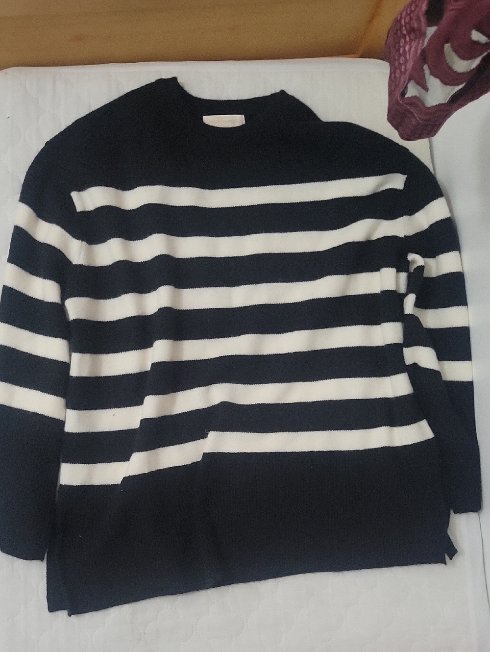 Expressions Black & White Striped Crewneck Sweater